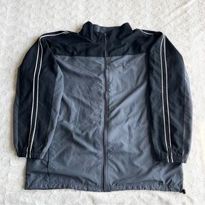 Vtg Reebok Track Jacket Mens 2XL XXL Gray Windbreaker Full Zip Lined Striped Y2K